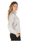 Chaqueta femenina beige, diseño minimalista, ligera y elástica, perfecta para días templados.
