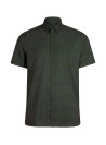 Camisa verde masculina, corte clásico, material suave y elástico, ideal para actividades al aire libre.