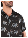 Camisa negra de hombre estilo cubano, fresca y suave, perfecta para el día o la noche.
