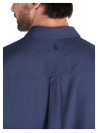 Textura suave y caída natural de la camisa azul casual para hombre.