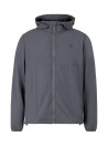Cortaviento gris de hombre, ligero y flexible, combina con jeans o joggers.