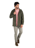 Cortaviento verde de hombre, manga larga y cuello alzado, tejido ligero de poliamida y elastano.