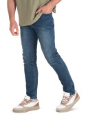 Jeans de hombre en azul, con pretina de pasadores, versátil para combinar con diferentes prendas.