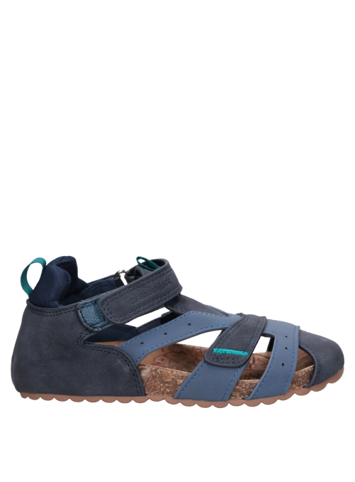 Zapato infantil azul sintético con forro PU y acabado de fácil mantenimiento.
