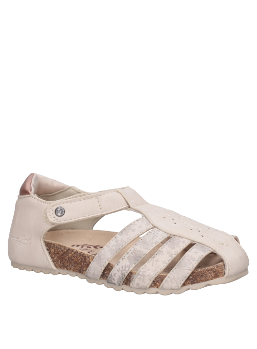 Sandalia casual blanca para niña, diseño limpio y luminoso, ideal para outfits frescos.