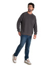 Polerón gris casual para hombre de algodón y poliéster, diseño clásico y manga larga.