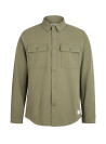 Chaqueta de algodón verde con mezcla de spandex para flexibilidad.