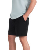 Short negro mostrando su confección en algodón y spandex.
