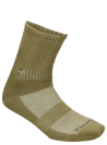 Calcetines unisex oliva con costuras discretas para un calce prolijo.