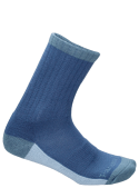 Calcetines celestes unisex mostrando elasticidad y suavidad al tacto.