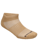 Detalle del tejido suave y flexible en calcetines camel unisex.