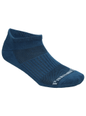 Vista de la puntera reforzada en calcetines azules unisex.
