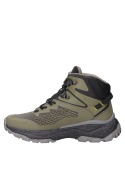 Calzado outdoor verde para hombre, diseño robusto, perfecto para trail running en terrenos irregulares.