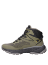 Calzado outdoor verde para hombre, diseño robusto, perfecto para trail running en terrenos irregulares.