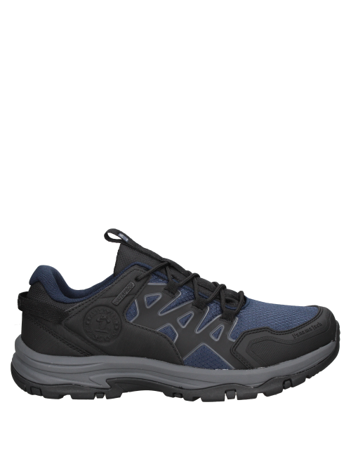Zapatilla outdoor unisex azul con diseño robusto, ideal para trekking y senderismo.