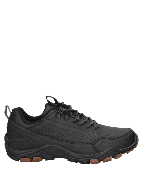 Zapato outdoor negro para hombre, estilo aventurero, ideal para senderismo y trekking urbano.