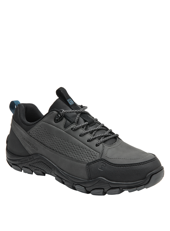 Zapato de senderismo gris para hombre, estilo aventurero, fabricado con material sintético.