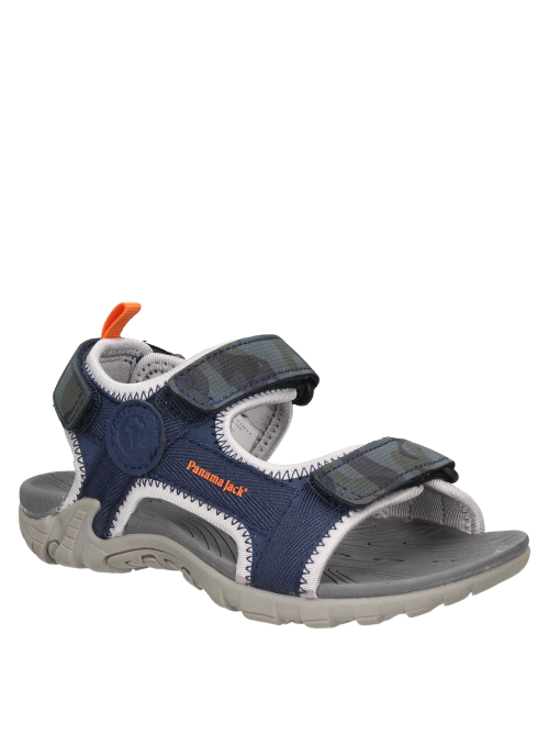 Sandalia infantil azul, estilo casual, para niño, con suela plana sintética, adecuada para el uso diario en la ciudad.