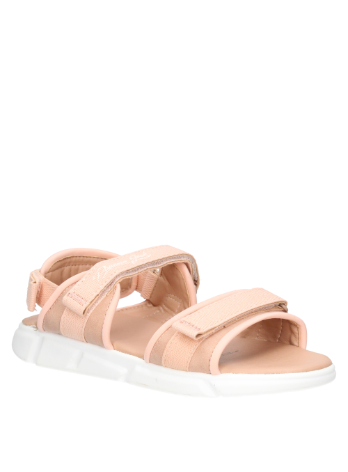 Sandalia plana rosada para niña, estilo casual, recomendada para paseos y juegos.