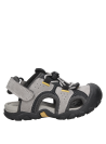 Sandalia de material sintético y textil gris para niño, ideal para uso diario y actividades informales.
