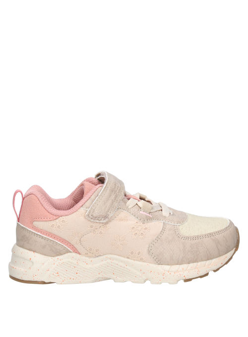 Zapatilla sintética beige para niña, con punta redonda y suela plana, estilo casual.