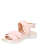 Sandalia plana rosada para niña, estilo casual, ideal para paseos y aventuras urbanas.