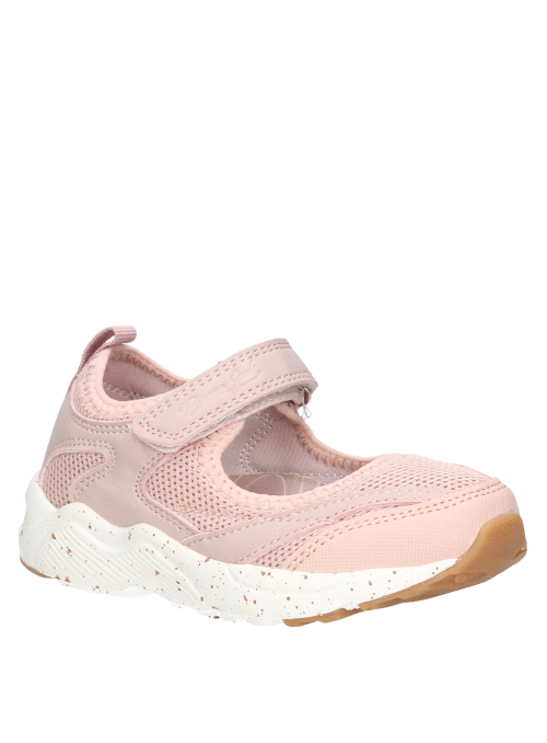 Zapatilla sintética rosada para niña, taco plano de 3 cm, ideal para escapadas de fin de semana.