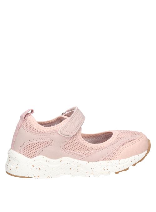 Zapatilla sintética rosada para niña, taco plano de 3 cm, ideal para escapadas de fin de semana.