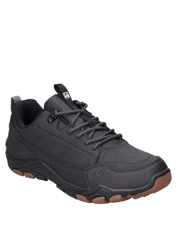 Zapato outdoor negro para hombre, estilo aventurero, ideal para senderismo y trekking urbano.
