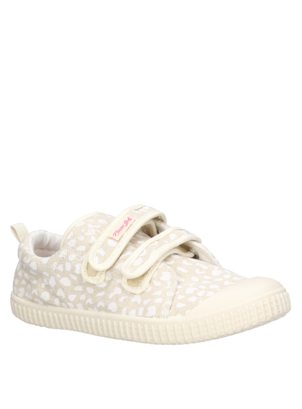 Zapatilla sintética beige para niña, estilo casual, adecuada para paseos urbanos y diversión.