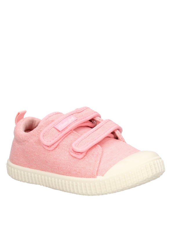 Zapatilla sintética rosada para niña, estilo urbano, adecuada para combinar con ropa casual.