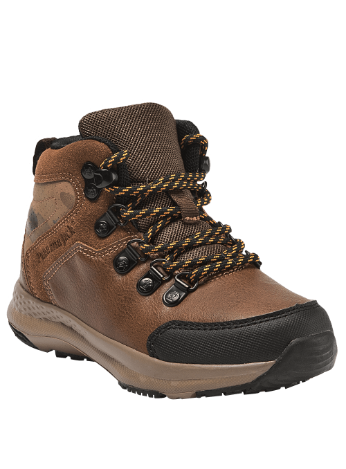 Calzado infantil camel con diseño liviano, ideal para explorar al aire libre, estilo casual.