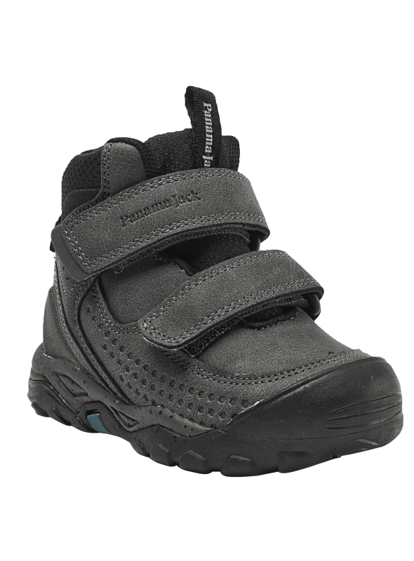 Calzado sintético gris para niño, con forro textil suave y taco plano.