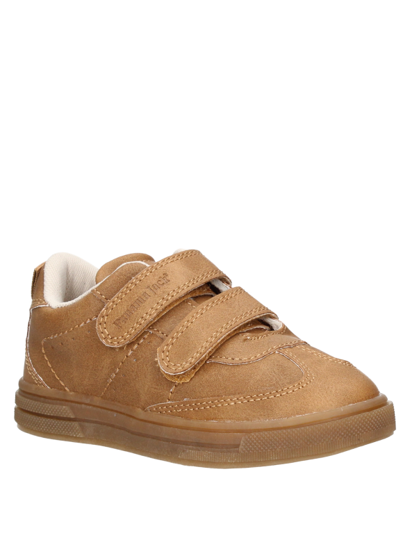 Zapatilla de PU camel para niño, diseño cómodo, recomendado para el uso diario.