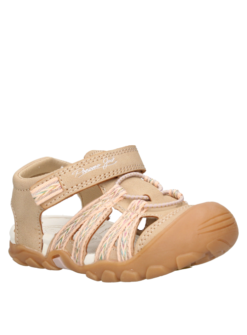 Sandalia taupe para niña, estilo relajado, perfecta para un look urbano y cómodo.