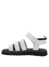 Sandalia sintética blanca para niña, cómoda y ventilada, ideal para explorar en familia.