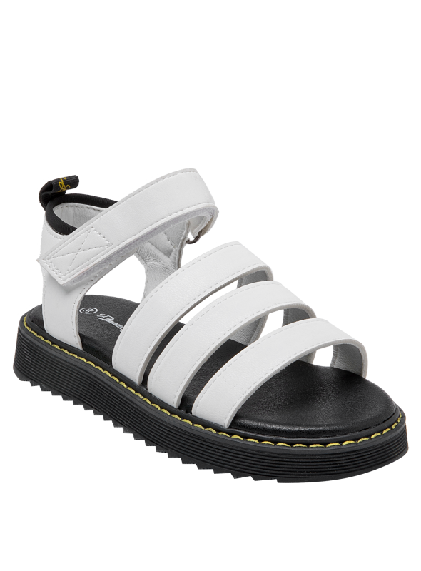 Zapato plano blanco para niña, estilo urbano, combina con shorts y vestidos.