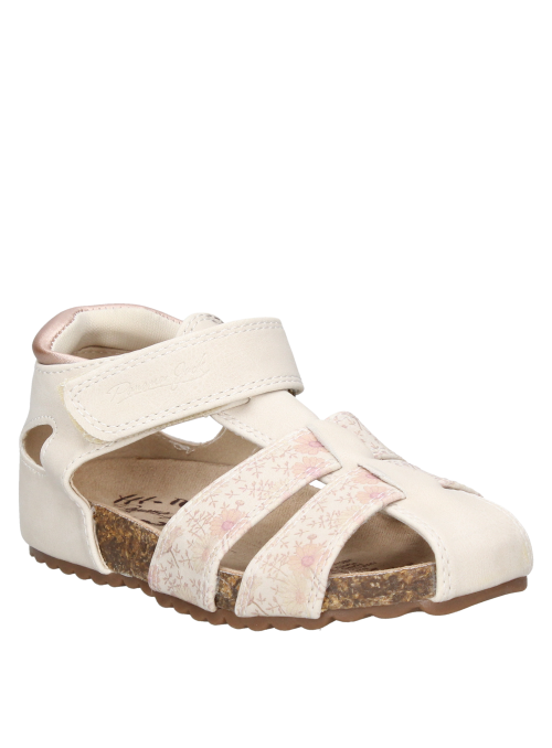 Sandalia sintética beige para niña, cómoda y ligera, adecuada para días de verano.
