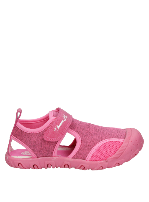Sandalia casual de niña en color rosado, material textil, adecuada para el parque.