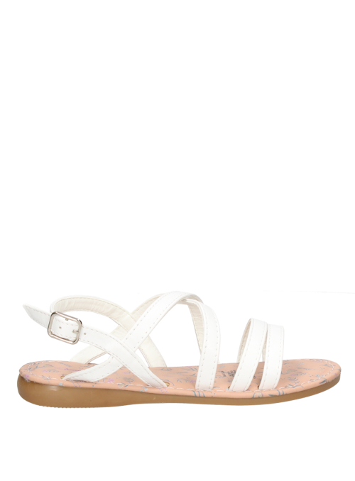 Sandalia casual blanca para niña, fabricada en material sintético, ligera y fácil de limpiar.