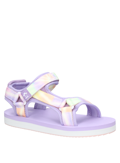 Sandalia plana lila para niña, perfecta para días de verano y exploraciones.