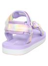 Sandalia de punta abierta lila para niña, estilo relajado y fresco.