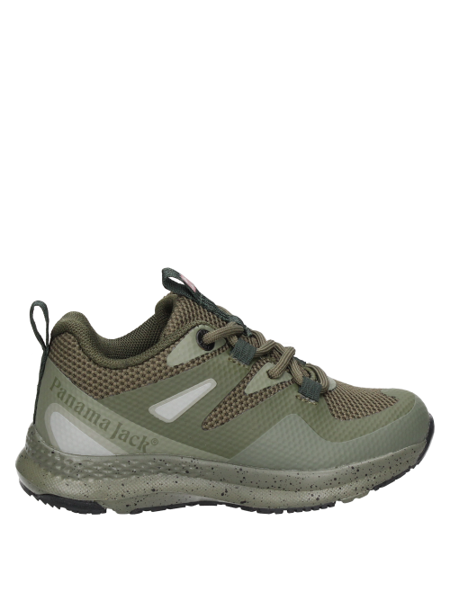 Zapatilla textil verde para niño, diseño casual, adecuada para paseos en la ciudad.
