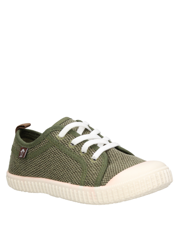 Zapatillas de tela sintética verdes para niño, adecuadas para el juego diario.