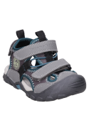 Sandalias negras para niño con correas de velcro, perfectas para explorar.