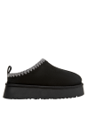 Pantufla negra para mujer, forro interno de chiporro, ideal para momentos de relax en casa o al aire libre.