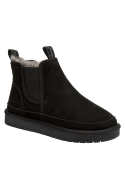 Botín Chelsea negro de mujer, material sintético, recomendado para paseos y exploraciones.