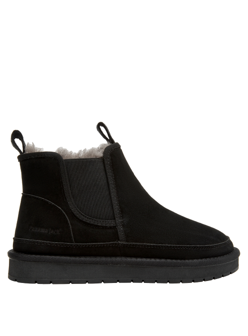 Botín Chelsea negro de mujer, material sintético, recomendado para paseos y exploraciones.