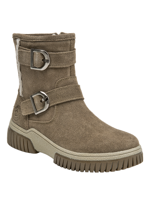 Botas de cuero taupe para mujer, diseño funcional, recomendado para uso diario y comodidad.