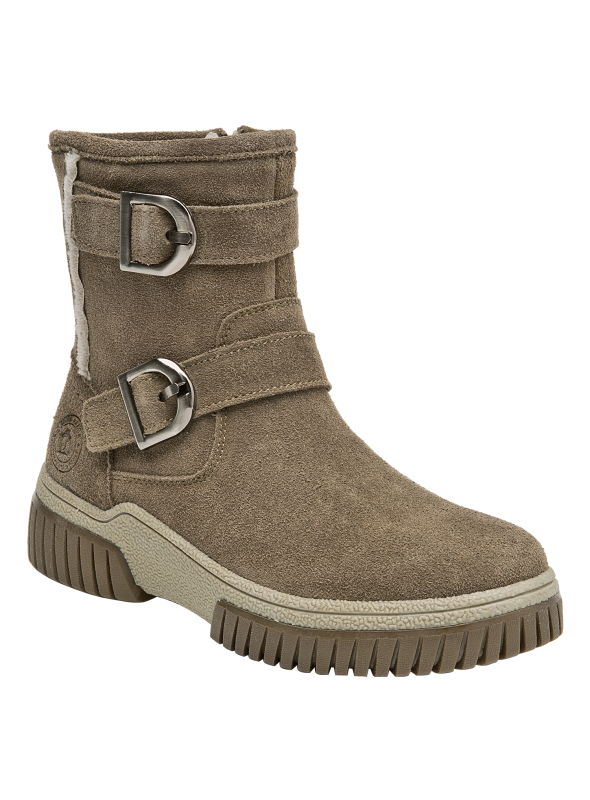 Botas de cuero taupe para mujer, diseño funcional, recomendado para uso diario y comodidad.